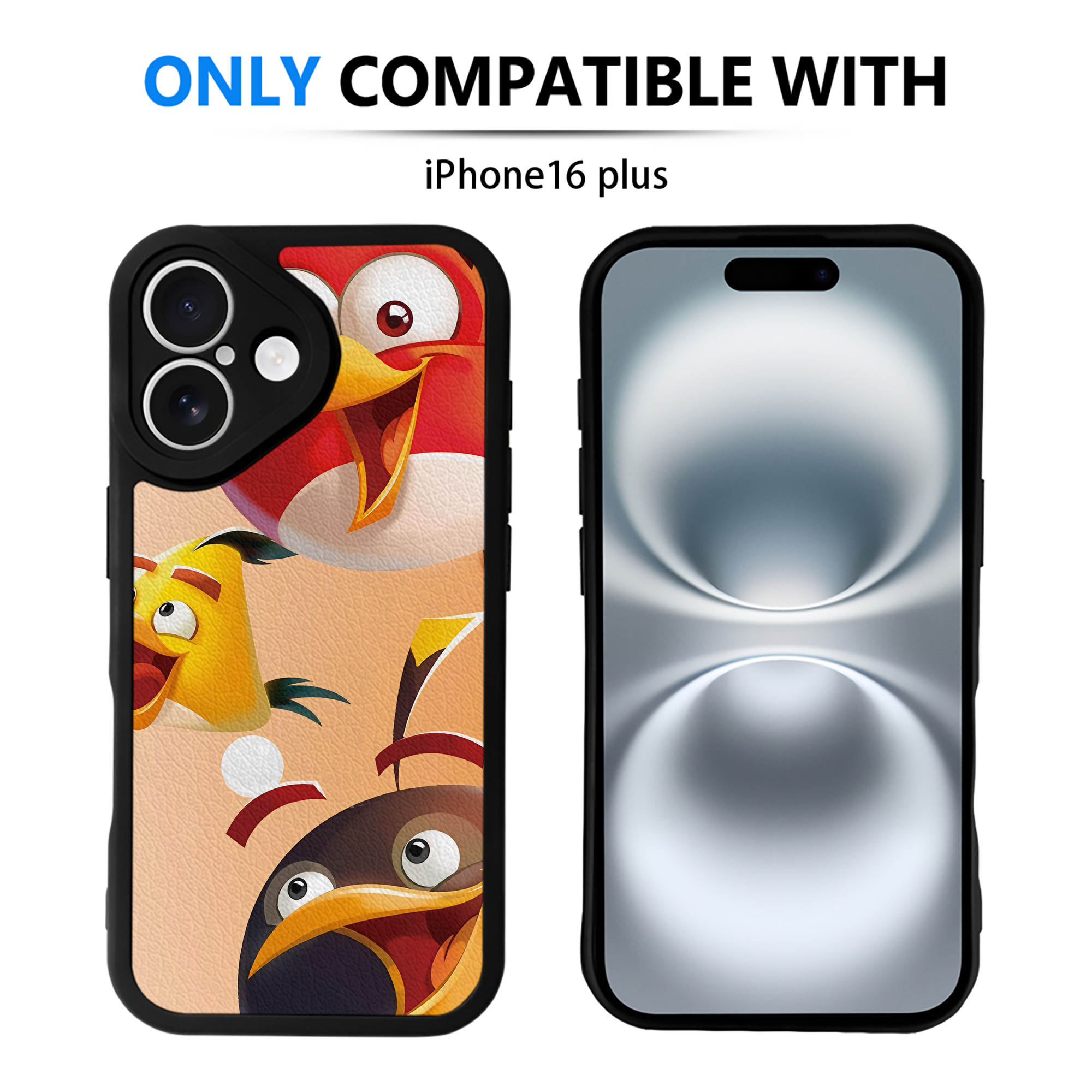 （画像用） Angry Birds アングリーバード 【iPhone 16シリーズ対応】シリコンスマホケース（レザー調） 材質：シリコン